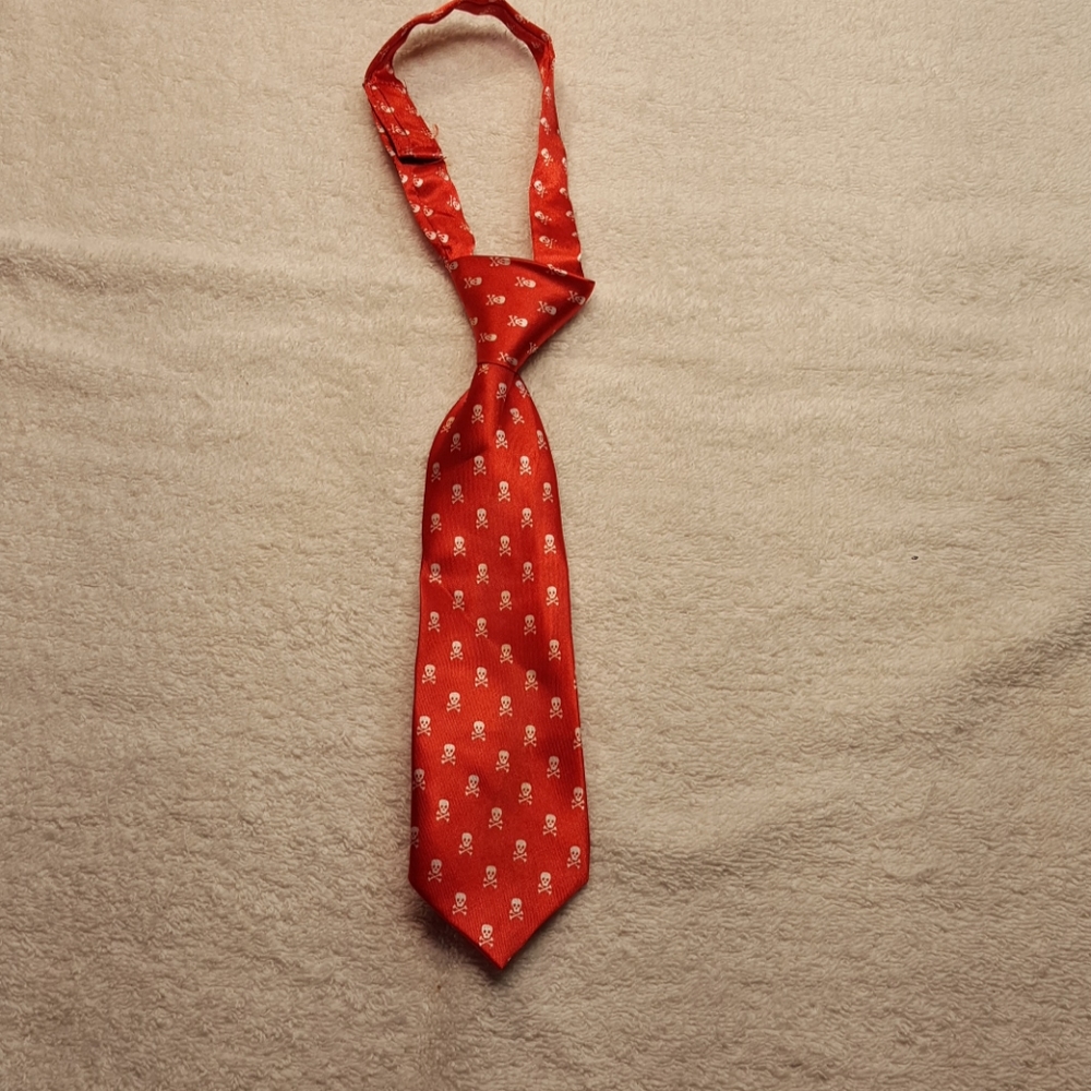 Kids skull and crossbones  red tie